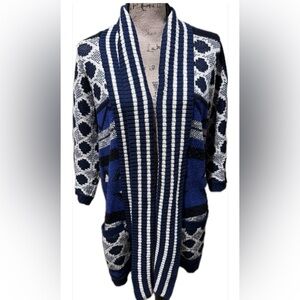 Lucky Brand Blue and White Knit Cardigan